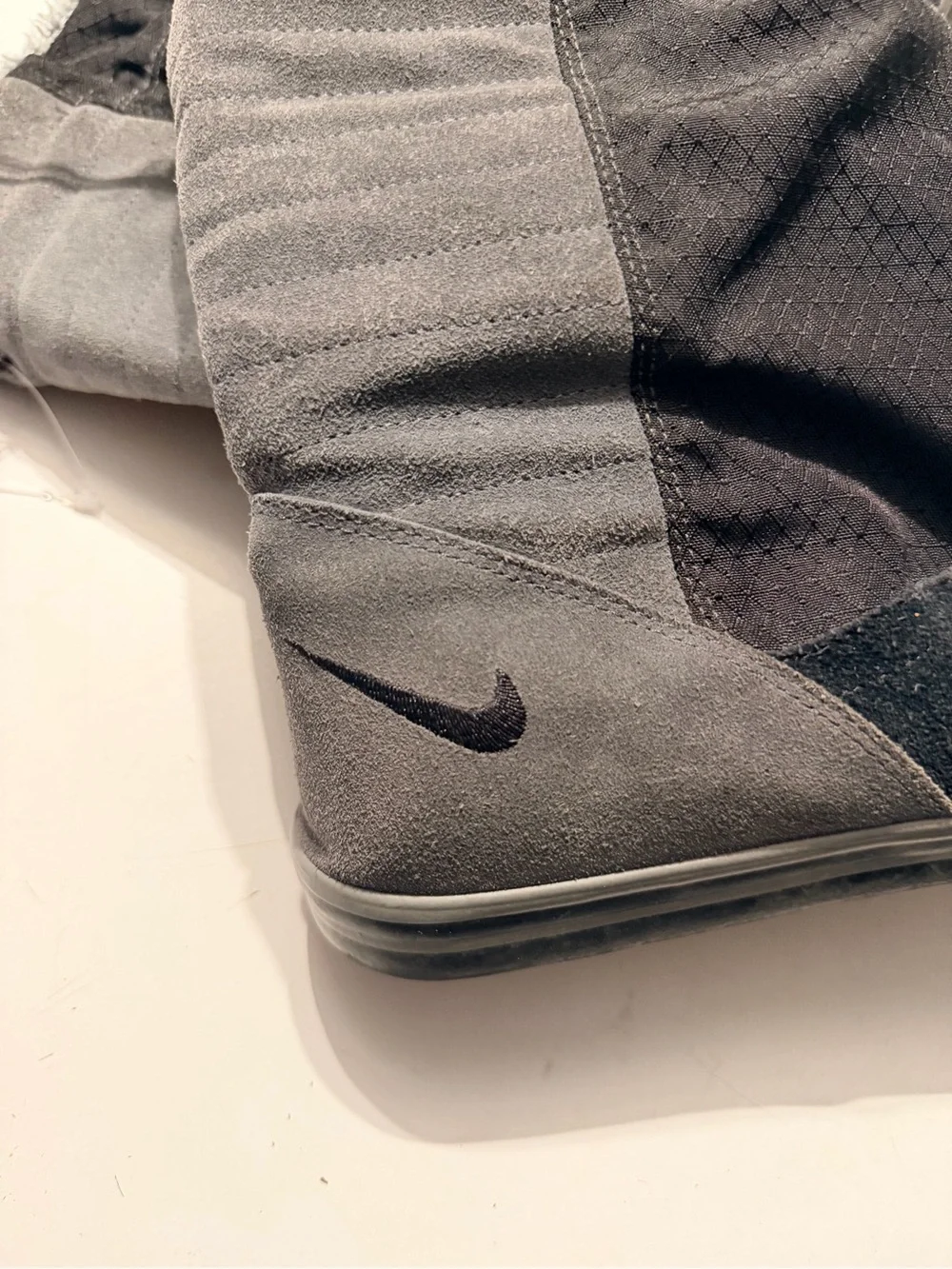 Nike Women’s 8 Facile Sherpa Lined Boots Black Gray Suede Mid Calf Winter